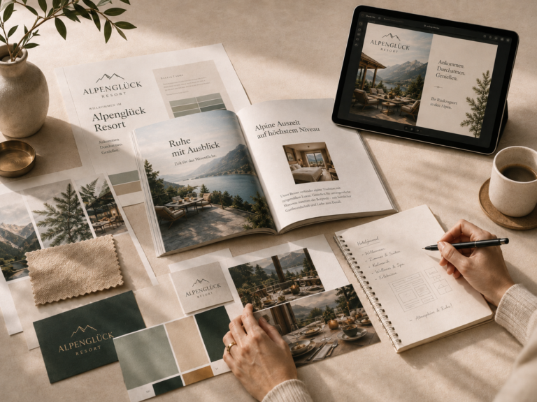 Entwicklung einer hochwertigen Markenwelt mit Hotelmagazin, digitalen Medien und Gestaltungselementen